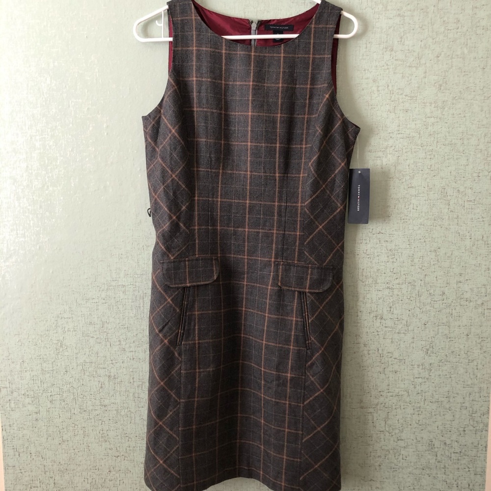Tommy Hilfiger Grey Plaid Sleeveless Dress